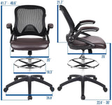 Elecwish Office Drafting Chair with Flip-up Armrests Black OC101, view 3