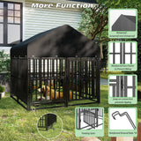 Elecwish Outdoor Dog Kennel with Double Safety Locks, 49''x47''x51'' Heavy Duty Dog Enclosure with UV-Resistant Waterproof Roof, Welded Wire Steel PG8001, view 3