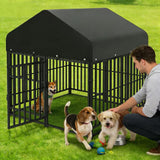 Elecwish Outdoor Dog Kennel with Double Safety Locks, 49''x47''x51'' Heavy Duty Dog Enclosure with UV-Resistant Waterproof Roof, Welded Wire Steel PG8001, view 5
