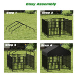 Elecwish Outdoor Dog Kennel with Double Safety Locks, 49''x47''x51'' Heavy Duty Dog Enclosure with UV-Resistant Waterproof Roof, Welded Wire Steel PG8001, view 6