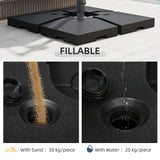 ELECWISH Outsunny 4-Piece Cantilever Patio Umbrella Base - Water/Sand Fillable, 264 lbs Capacity, Black, view 4
