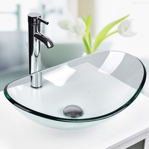 Elecwish Oval Glass Vessel Sink BG007
