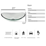 Elecwish Oval Glass Vessel Sink BG007, view 4