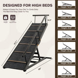 Elecwish Pet Ramp Folding Portable Wooden Dog & Cat Ramps for Couch or Bed, Including Non Slip Mat & Safety Side Rails, 64.2 Inch Long and Height Adjustable from 13.4 Inch to 38 Inch Up to 110 Lbs PA923, view 2