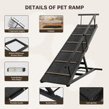 Elecwish Pet Ramp Folding Portable Wooden Dog & Cat Ramps for Couch or Bed, Including Non Slip Mat & Safety Side Rails, 64.2 Inch Long and Height Adjustable from 13.4 Inch to 38 Inch Up to 110 Lbs PA923, view 4
