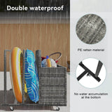 Elecwish Pool Float Storage Box Outdoor Rolling Poolside Storage Basket Organizer for Patio PE Rattan Pool Caddy with Wheels for Cushions, Floaties, Noodles, Life Vests, Beach Balls, Toys IF150, view 5