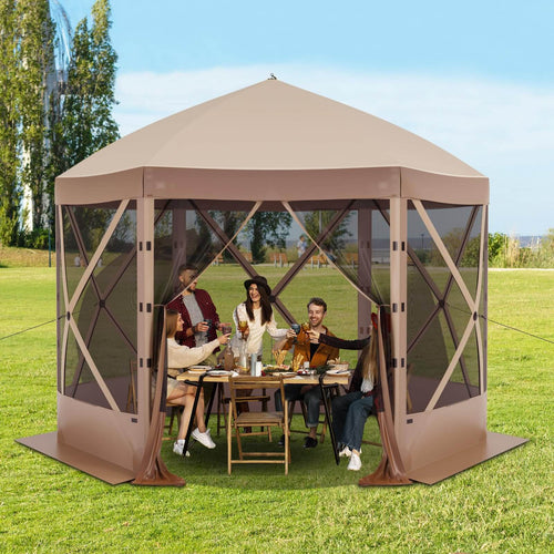 Elecwish Pop Up Canopy Tent 6 Person Instant 10 x 10 ft Outdoor Mesh Screen Camping Gazebo Portable Shelter with Portable Carry Bag for Outdoor Camping, Beach, Picnic, Lawn and Backyard OD017