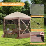 Elecwish Pop Up Canopy Tent 6 Person Instant 10 x 10 ft Outdoor Mesh Screen Camping Gazebo Portable Shelter with Portable Carry Bag for Outdoor Camping, Beach, Picnic, Lawn and Backyard OD017, view 5