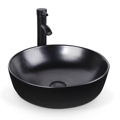 Elecwish Black Round Ceramic Vessel Sink HW1123