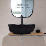 Elecwish Black Round Ceramic Vessel Sink HW1123, view 3