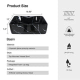 Elecwish Rectangular Ceramic Vessel Sink BA037, view 3