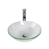 Elecwish Round Sleek Frosted Glass Vessel Sink BA20103, view 2