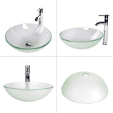 Elecwish Round Sleek Frosted Glass Vessel Sink BA20103, view 3