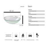 Elecwish Round Sleek Frosted Glass Vessel Sink BA20103, view 6