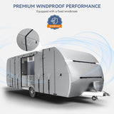 Elecwish RV Cover, Travel Trailer Cover 300D Oxford, Fits 24-27ft RV Heavy Duty, Camper Cover Waterproof, Windproof, Tearproof, with Jack Cover, 4 Tire Covers, Silver, view 6