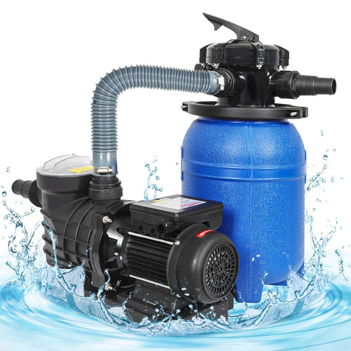 Elecwish 10" Sand Filter Pump for Above Ground Pool, 550W Pool Pump with 6-Way Multi-Port Valve,Pressure Gauge and Strainer Basket