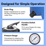 Elecwish 10" Sand Filter Pump for Above Ground Pool, 550W Pool Pump with 6-Way Multi-Port Valve,Pressure Gauge and Strainer Basket, view 5