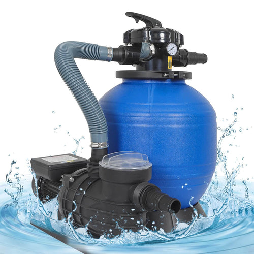 Elecwish Sand Filter Pump for Above Ground Pool, 550W Sand Pump with 6-Way Multi-Port Valve,Pressure Gauge and Strainer Basket, Easy Installation, Blue
