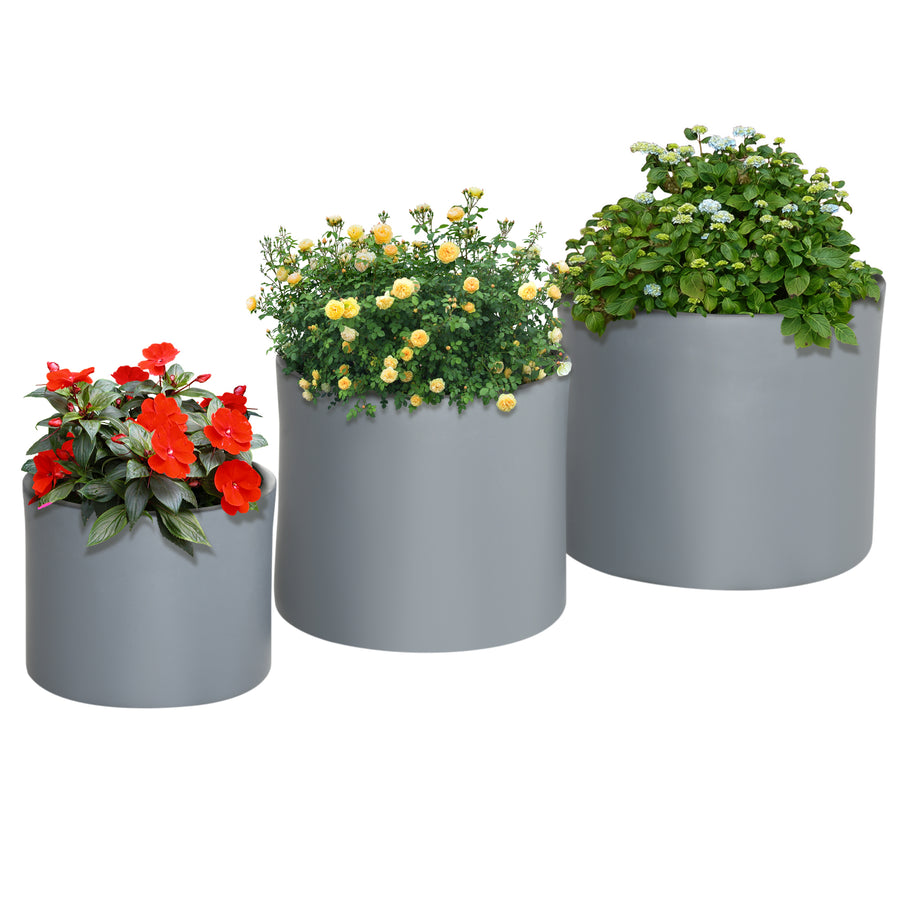 ELECWISH Set of 3 MgO Outdoor Planters with Drainage Holes - Stackable, UV-Resistant