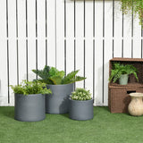 ELECWISH Set of 3 MgO Outdoor Planters with Drainage Holes - Stackable, UV-Resistant, view 3