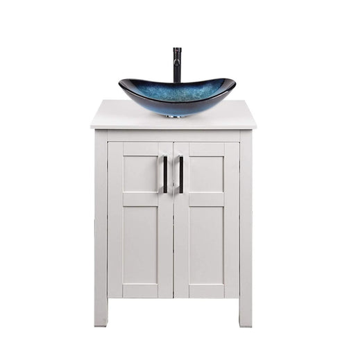 Elecwish White Finish Bathroom Vanity and Sink Set HW1120-WH