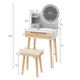 Elecwish Small Makeup Vanity Desk Set with 3 Adjustable Lighted Mirror and Storage Shelf Tiny Makeup Vanities Set with Drawer for Bedroom 24 Inch Compact Dressing Table for Mini Space IF038, view 5