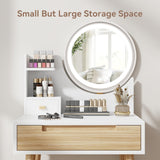 Elecwish Small Makeup Vanity Desk Set with 3 Adjustable Lighted Mirror and Storage Shelf Tiny Makeup Vanities Set with Drawer for Bedroom 24 Inch Compact Dressing Table for Mini Space IF038, view 6