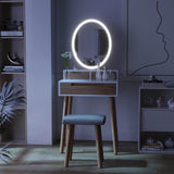 Elecwish Small Makeup Vanity Desk with Lights, Compact Vanity Desk with Adjustable Brightness Mirror for Small Spaces, Dressing Table with Drawers and Storage Shelves IF041, view 4