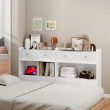 Elecwish Small Storage Cabinet Tall Nightstand for Narrow Space with Drawers Modern White and Skinny Corner Cabinet for Sofa Living Room Couch Bedroom IF164, view 2