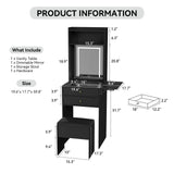 Elecwish Small Vanity Desk Set with 3 Adjustable Lighted Mirror and Storage Chair IF018, view 4