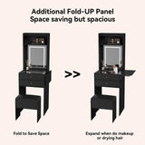 Elecwish Small Vanity Desk Set with 3 Adjustable Lighted Mirror and Storage Chair IF018, view 5