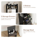 Elecwish Small Vanity Desk Set with 3 Adjustable Lighted Mirror and Storage Chair IF018, view 6