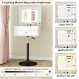 Elecwish Small Vanity Desk with Adjustable Height Rotating 3 in 1 Flip Top Makeup Vanity with Mirror and Lights Mini Corner White Dressing Table for Bedroom IF181, view 2