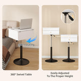 Elecwish Small Vanity Desk with Adjustable Height Rotating 3 in 1 Flip Top Makeup Vanity with Mirror and Lights Mini Corner White Dressing Table for Bedroom IF181, view 3
