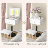 Elecwish Small Vanity Desk with Adjustable Height Rotating 3 in 1 Flip Top Makeup Vanity with Mirror and Lights Mini Corner White Dressing Table for Bedroom IF181, view 6
