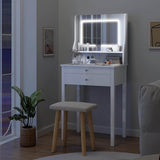 Elecwish Small Makeup Vanity with Mirror and Lights Glass Table Top IF055, view 2