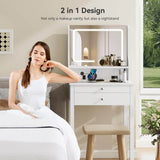 Elecwish Small Makeup Vanity with Mirror and Lights Glass Table Top IF055, view 5