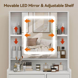 Elecwish Small Makeup Vanity Set with Square Mirror and Shelf IF086, view 2