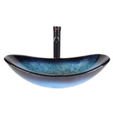 Elecwish Stylish Oval Glass Basin Ocean-Blue & Silver Green GB0005, view 4