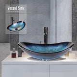 Elecwish Stylish Oval Glass Basin Ocean-Blue & Silver Green GB0005, view 5