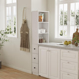 Elecwish Tall Slim Bathroom Storage Cabinet with 3 Adjustable Shelves Free Standing Space Saver Cabinet with 3 Drawers for Living Room, Kitchen, White, view 4