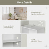 Elecwish Tall Slim Bathroom Storage Cabinet with 3 Adjustable Shelves Free Standing Space Saver Cabinet with 3 Drawers for Living Room, Kitchen, White, view 5