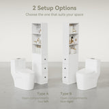 Elecwish Tall Slim Bathroom Storage Cabinet with 3 Adjustable Shelves Free Standing Space Saver Cabinet with 3 Drawers for Living Room, Kitchen, White, view 6