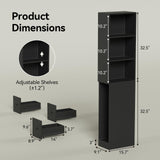 Elecwish Tall Narrow Free Standing Bathroom Storage Cabinet with 3-Level Adjustable Shelves Home - Space Saver for Living Room Kitchen - Classic Black IF122, view 3