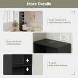 Elecwish Tall Narrow Free Standing Bathroom Storage Cabinet with 3-Level Adjustable Shelves Home - Space Saver for Living Room Kitchen - Classic Black IF122, view 5