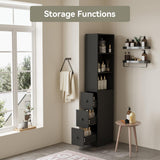 Elecwish Tall Narrow Free Standing Bathroom Storage Cabinet with 3-Level Adjustable Shelves Home - Space Saver for Living Room Kitchen - Classic Black IF122, view 6