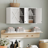Elecwish Laundry Cabinet, Medicine Cabinet, Bathroom Kitchen Storage Wall Mounted Farmhouse Organizer with Shelves Over Toilet, 36" Wide, White, view 2