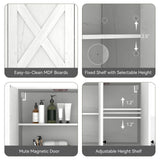 Elecwish Laundry Cabinet, Medicine Cabinet, Bathroom Kitchen Storage Wall Mounted Farmhouse Organizer with Shelves Over Toilet, 36" Wide, White, view 4