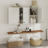 Elecwish Laundry Cabinet, Medicine Cabinet, Bathroom Kitchen Storage Wall Mounted Farmhouse Organizer with Shelves Over Toilet, 36" Wide, White, view 5