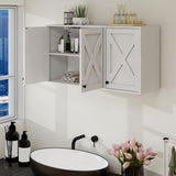 Elecwish Laundry Cabinet, Medicine Cabinet, Bathroom Kitchen Storage Wall Mounted Farmhouse Organizer with Shelves Over Toilet, 36" Wide, White, view 6